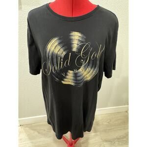 John Varvatos USA Black Solid Gold Vinyl Short Sleeve Tshirt SZ Large